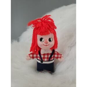 Vintage-1950's Raggedy Ann Doll Christmas Ornament Plastic‎ Flocked Yarn Retro